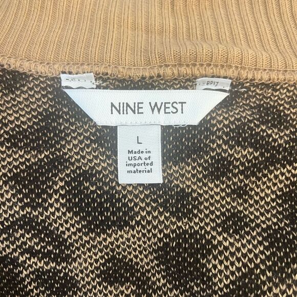 Nine West beautiful leopard print long open cardigan size Large EUC - Picture 2 of 4